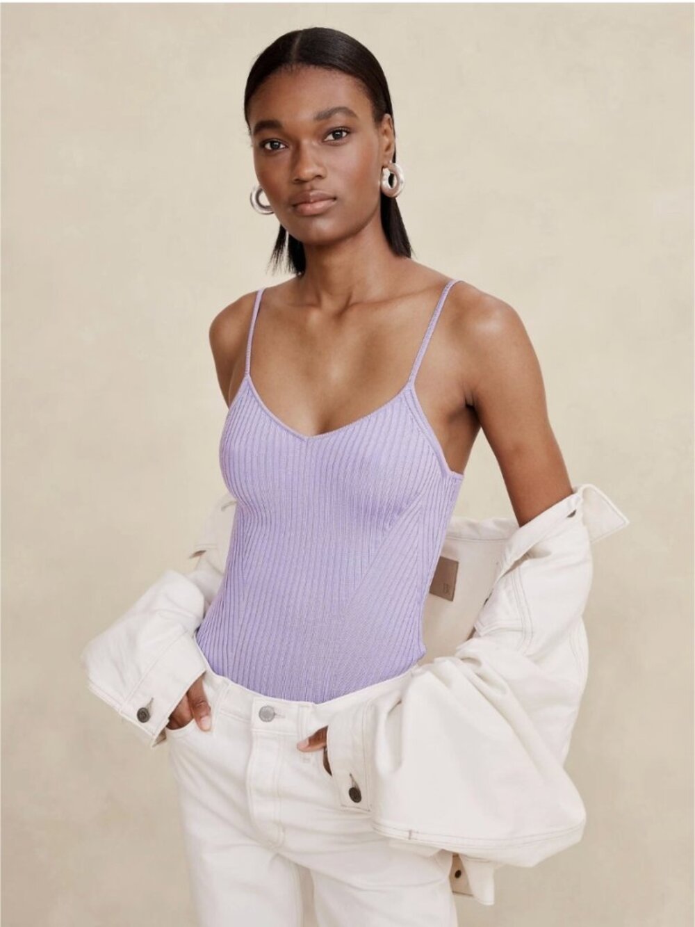 Banana Republic Ribbed Knit Tank Purple Size M